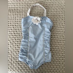 Janie and Jack Light Blue Diaper Cover with White Floral Accent